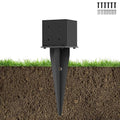 1 Pcs 6"x6" Fence Post Anchor Ground Spike 22"(Actual 5.6"x5.6") Heavy Duty Metal Fence Post Anchor with Black Powder-Coated for Deck,Fence,Porch,Railing,Mailbox