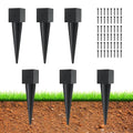 6 Pcs 4"x4" Fence Post Anchor Ground Spike,(Internal 3.6"x3.6"),Metal Post Stake Ground 16" with Black Powder-Coated,Fence Stakes Post Base for Deck,Fence,Porch,Railing,Mailbox