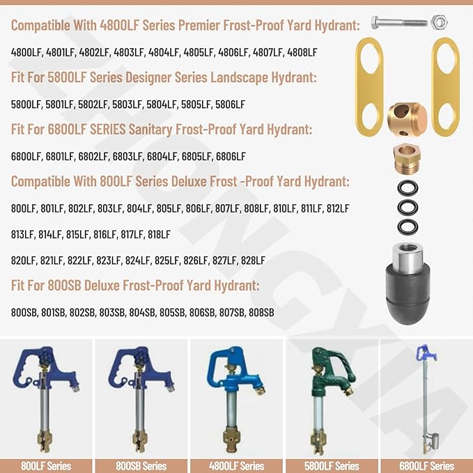 850 Sb Parts Kit Yard Water Hydrant Repair Kits & 8842 Plunger Fit for Simmons 800LF 800SB 4800LF 5800LF 6800LF Series Frost Proof Landscape Outdoor Yard Hydrant, Replace - 9401324