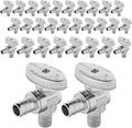 (Pack of 30) Seelink Pex Crimp 1/4 Turn Angle Stop Valve, 1/2" Pex Barb Crimp (F1807), Chrome Plated Brass(VALVE102-30Pack)