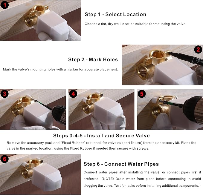 Shower Valve Kit, Single Handle Mixing Valve Shower Control Valve Kit Single Function Rough-In Valves Set, Brushed Nickel Tub Valve and Trim Kit