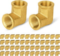 50-PCs HeSun Brass Pipe Fitting, 3/8" x 3/8" NPT Female 90-Degree Barstock Street Elbow