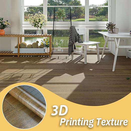 Freshtour Vinyl Flooring Roll, Versatile Removable PET Leather-Like Floor Covering, Waterproof & Durable, Easy Tape Installation, Cost-Effective for Any Room, Nature Oak/ 32.29 Sq.ft (39.3" x 118")