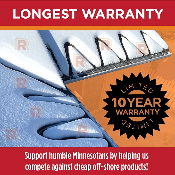 RADIANT SOLUTIONS HeatTapePro - Intelligent Commercial Grade Self-Regulating Heat Cable with GlowCap™ - 10 YR warranty - Ice Dam & Pipe Freeze Protection - 18 ft cable + 10 Ft Cord, 120V, 6 watts/Ft