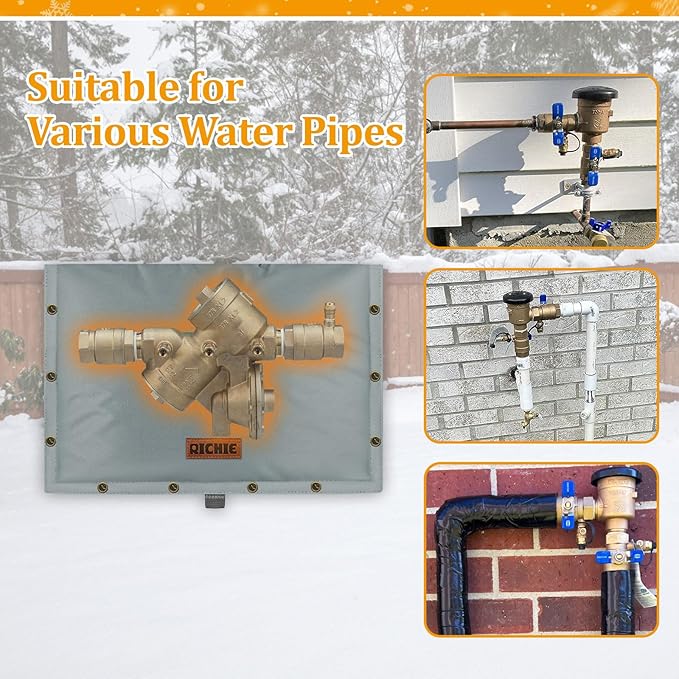 Backflow Preventer Insulated Cover (5°F) for Winter Freeze Protection, 21" W x 16" H Thickened Pressure Reducing Value & Well Pump Cover, Outdoor Waterproof Insulation Pouch for Sprinkler Valve, Grey