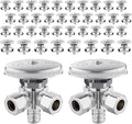 (Pack of 50) EFIELD Dual Outlet Angle Stop Valve, Multi-Turn, 1/2" Crimp Barb Pex Inlet x (3/8 inch x 3/8 inch) Compression Outlet, Chrom Plated,(VALVE063-50PCS)