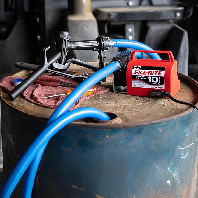 Fill-Rite FR1614 12V 10 GPM Portable Fuel Transfer Pump for Diesel and Antifreeze with Suction and Discharge Hoses