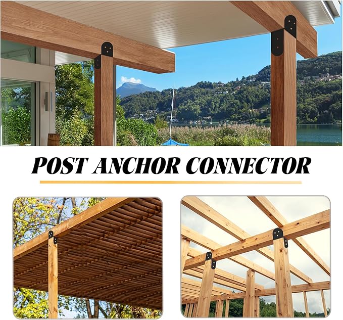 4 Pcs 2"x 4" Deck Post Caps Tie Brackets ,Ineer Size(1.6"x 3.6") 14 Gauge Post Base Steel Post Anchor Connector Support Fence Post Brackets for Posts to Wood