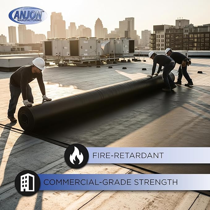 ANJON EPDM Roofing Rubber – 5 ft x 45 ft | 60-Mil Commercial Grade Roof Membrane for Flat Roofs, RVs & Waterproofing Projects