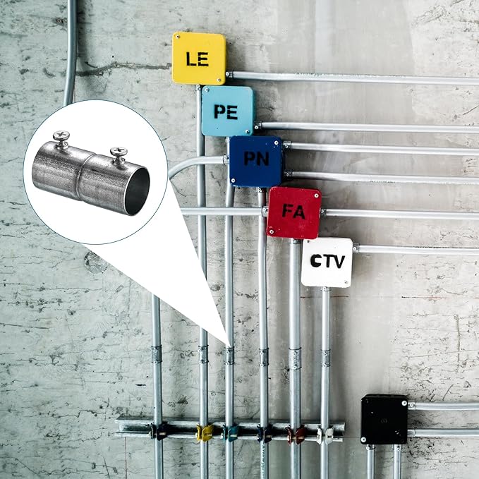 uxcell EMT Coupling, 20mm(13/16 inch) EMT Set Screw Coupling Conduit Fittings 47mm Length Electrical Conduit Pipe Connector 0.6mm Wall Thick, 10 Pack