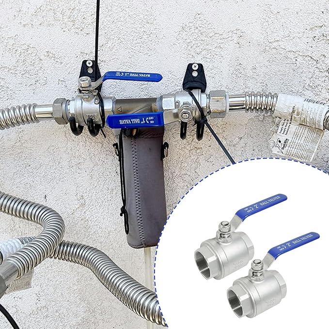 YADIAN 2 Pack 2'' Ball Valve Full Port 304 Stainless Steel 2 inch NPT Female Heavy Duty Shut Off Valve 2 inch Ball Valve for Water, Oil, and Gas with Blue Locking Handles, 1000 WOG