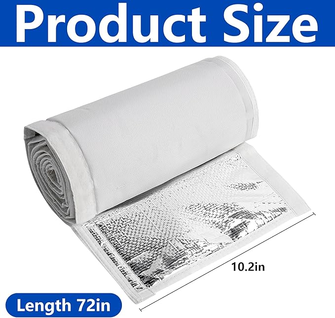 3 Layers HVAC Copper Pipe Insulation Cover,72x10.2 Inch 600D Oxford AC Pipe Insulation Covers,Flexible White Gray Copper Line Insulation Sleeve for Central Air Conditioning Mini Splits
