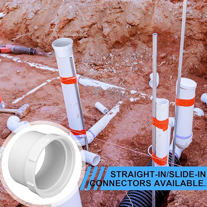 Novabright 2 Pcs 6'' PVC Sewer Female Cleanout Adapter Heavy Duty DWV Flush Cleanout Adapter Corrosion-resistant for Outdoor Garden Sewer Vent and Waste Drainage Piping System