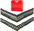 1/4" Drive Impact Socket Set, 50-Piece Standard SAE (5/32" - 9/16") and Metric (4 mm - 15 mm) Size, Deep and Shallow Sockets, Cr-V Steel, 6 Point, Auto Repair Bicycle Maintenance