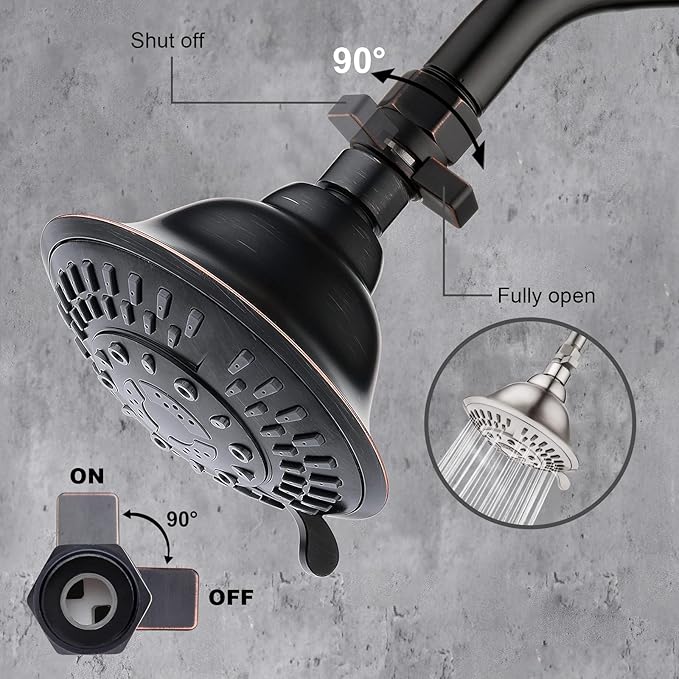 BRIGHT SHOWERS Water Flow Control Valve, Brass Shower Head Water Valve with Handle Lever, Flow Regulator Water-Saver Volume, Oil-Rubbed Bronze