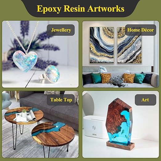 32OZ 3×UV Resistant Resin Kit,No Bubble & Crystal Clear Epoxy Resin for Coating, Casting, Table Top,DIY, Bar Top, River Tables, Resin Art, Wood with High Gloss Finish