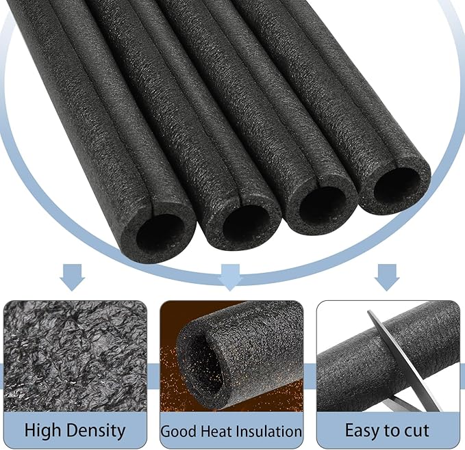 24 Pack Elbow Pipe Insulation Foam Tube Outdoor Wrap Black Pipe Covers Elbow Insulation Tubing Water Foam Covers for Outdoor Winter Irrigation, Sprinkler (3/4 Inch)