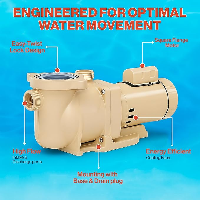 Swimables 340039 1.5 HP SuperFlo Pool Pump - Replacement for Pentair SuperFlo 1.5HP & VS Pumps - Compatible with Pentair SuperFlo VS 1.5HP, Variable Speed Inground Pumps - Quiet, Efficient Design