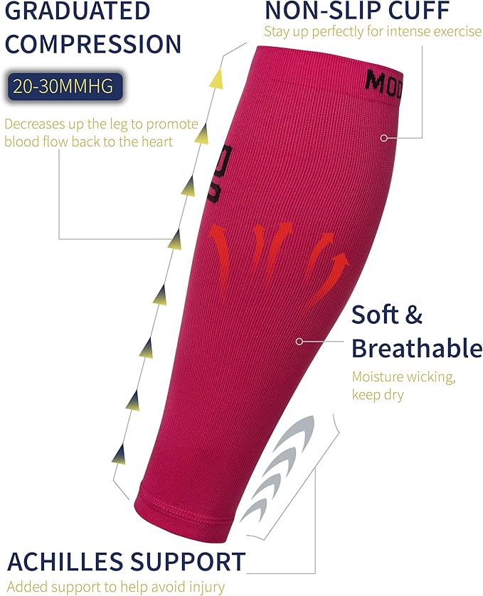 Calf Compression Sleeves - Leg Sleeves for Men and Women - Shin Splint Relief Support Brace Running Flights