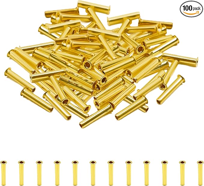 Siptenk 100PCS Brass Compression Tube Inserts for OD 1/8", Insert Tube Support Compression Sleeve Fitting, Sleeve Ferrules for Oil Water Air Pipe
