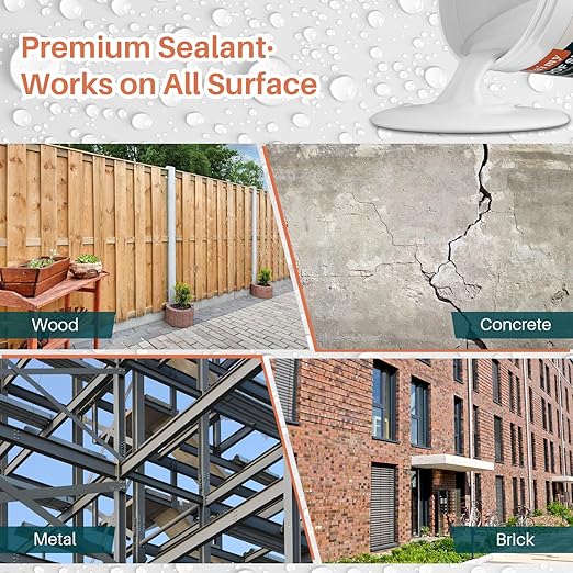 Waterproof Sealant White, 5 Gallon - Large Capacity Polyurethane Waterproof Coating for Huge Area Fix Leaks & Cracks, Roofs,Pools,Warehouses,Garages,Basements, Indoor & Outdoor Sealant Coating