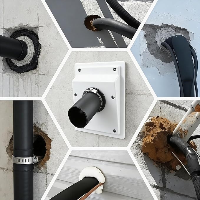 HVAC Wall Penetration Cover & Line Set Cover Kit - Professional Seal and Protection Sleeve for Indoor & Outdoor Mini Split Air Conditioner Pipes Outlet Retrofit 2-3/8", White