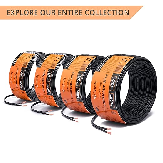 Wirefy 12/2 Low Voltage Landscape Wire 100 ft | Low Voltage Landscape Lighting Wire | Pure Copper | Outdoor Direct Burial | 12-Gauge 2-Conductor 100 Feet | UL Listed