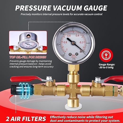 1.5 Gallon Vacuum Chamber, 201 Stainless Steel Degassing Chamber with Acrylic Lid and 4.9 ft Hose, for Resin, Silicone, Epoxy, Plaster Degassing and Wood Stabilization Projects