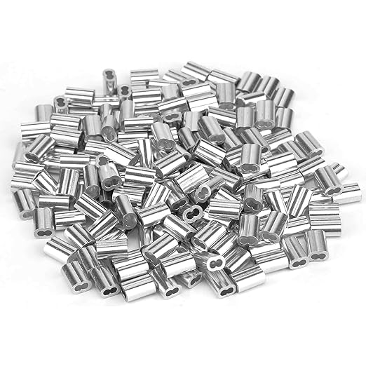 3/32"(2.5mm) Aluminum Crimping Loop Sleeves, Wire Rope Sleeves, Double Crimp Sleeve Cable Ferrule for Wire Rope and Cable 100PCS (3/32"(2.5MM))