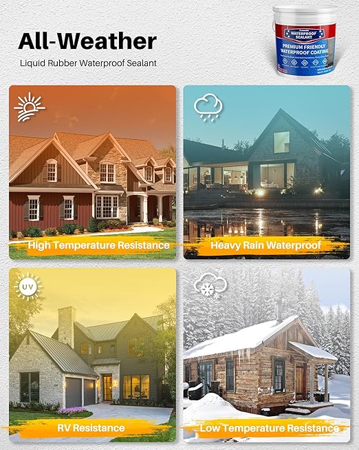 Waterproof Sealant 5 Gallon, Light Gray, Multi-Surface Leak Repair Coating, Durable Water-Based Rubber Roof Coating, Indoor & Outdoor Polyurethane Sealant for Concretes & Constructions