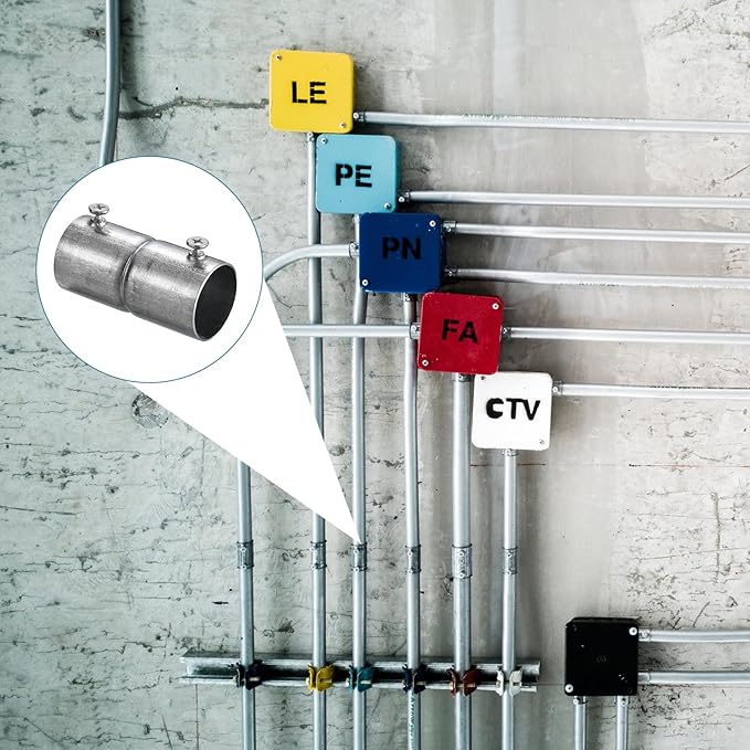 uxcell EMT Coupling, 25mm(1 inch) EMT Set Screw Coupling Conduit Fittings 57mm Length Electrical Conduit Pipe Connector 0.7mm Wall Thick, 10 Pack