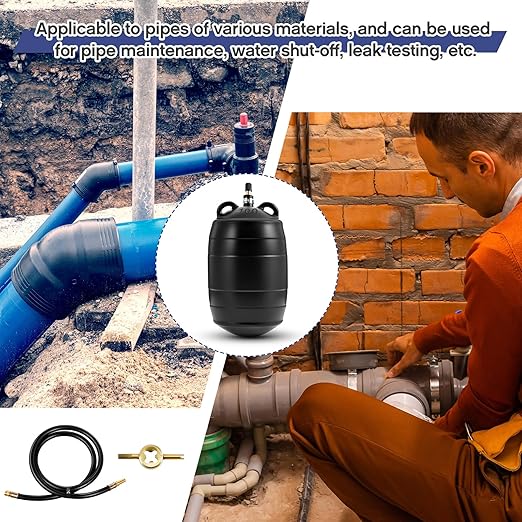 Inflatable Pipe Plug Sewer Test Plug Rubber Plumbing Test Balloon for Sewage Pipeline Inspection(4 Inch,with 39.37 Rubber Extension Hose)