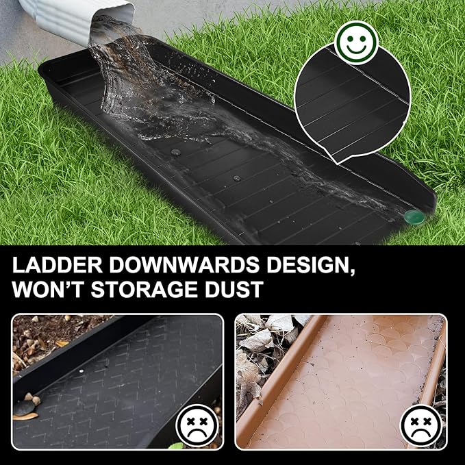 4 Pack Gutter Downspout Extensions,Rain Gutter Downspout Splash Block,Downspout Diverter,Down Spout Drain Extension,Gutter Splash Prevention Device for Cement Floor Lawn Ground (Black)