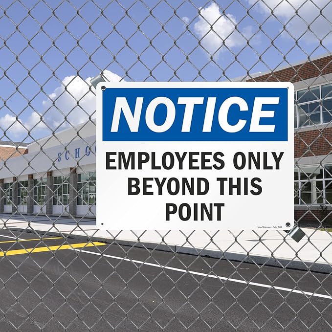 SmartSign 18 x 24 inch “Employees Only Sign, Employees Only Beyond This Point Sign” Metal Sign, 80 mil Laminated Rustproof Aluminum, Blue, Black and White, Made in USA
