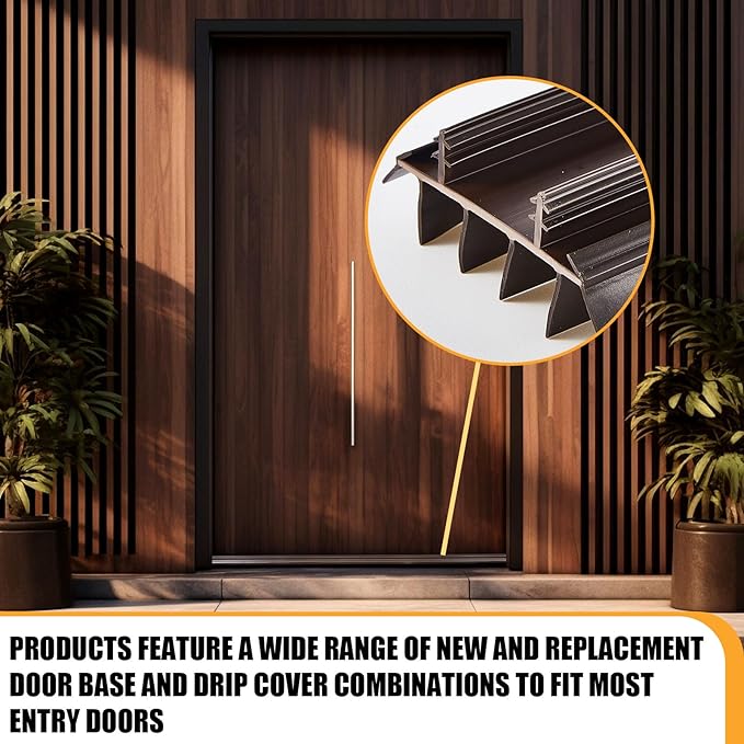 Replacement Door Bottom with Vinyl Fins 36" Long 1 3/4" Wide Threshold Seal Bottom of Door Weatherstrip Kerf Weather Stripping for 7/8" Between Barbs(8 Pcs,Brown)