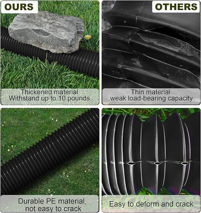 Rain Gutter Downspout Extensions, Downspout Extender for Rainwater Drainage Flexible, Down Spout Drain Extension Pipe and Extendable from 21 to 66 Inches (4 Pack, Black)