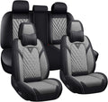Car Seat Covers for Jaguar E-PACE 2018-2024,Breathable Nappa Leather Car Seat Protector,Full Seat Cover with Pillow Automotive Seat Cushion with Airbag Compatible(5 Seats,Black-Gray)
