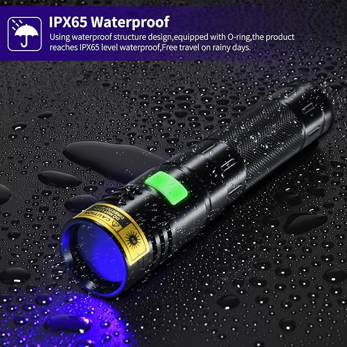 DARKBEAM Flashlight UV 365nm Black Light High Power 3 LEDs USB -C Rechargeable, 20W Mini Woods Lamp Ultraviolet with Filter - Detector for Pet Urine, Uranium Glass - Leak Detection - Resin Curing