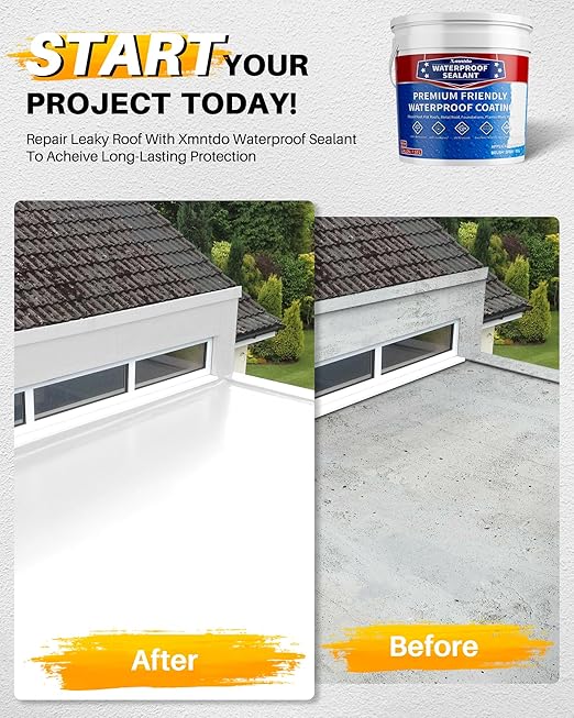 Waterproof Sealant - 2 Gallon, White, Multi-Surface Leak Repair Coating, Indoor & Outdoor Polyurethane Waterproof Coating, Crack & Leak Fix, Durable Water-Based Rubber Sealant, Easy to Apply