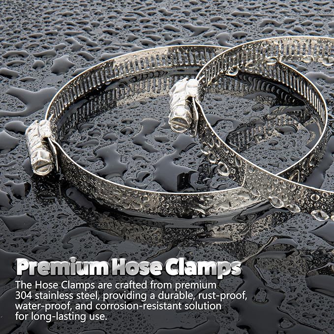 4 Pcs Hose Clamps 4 Inch, Hose Clamp for Dryer Vent, Stainless Steel Hose Clamps for Exhaust Hose, 3.5Inch-4.5Inch Adjustable Pipe Clamp for Plumbing, Automotive And Mechanical Application