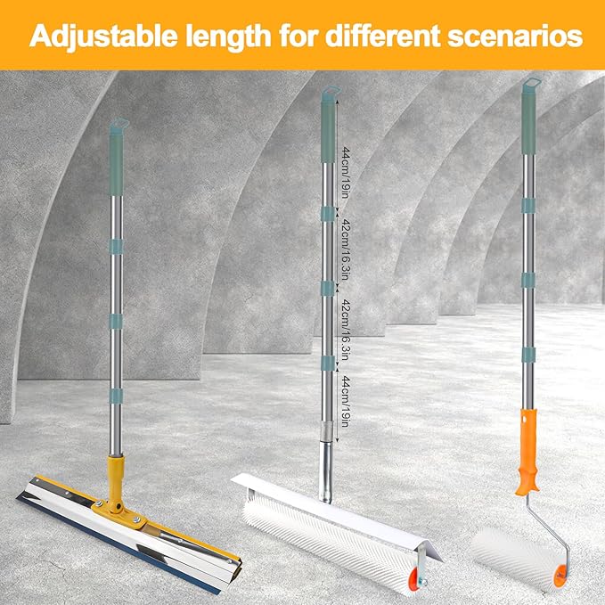 Self Leveling Tool Kits, Floor Rollers With Extensions Stainless Steel Trowels Self Leveling Rakes Shoes With Spikes Epoxy Flooring Tools Cement Concrete Self Leveling Tool Kits (7PCS)
