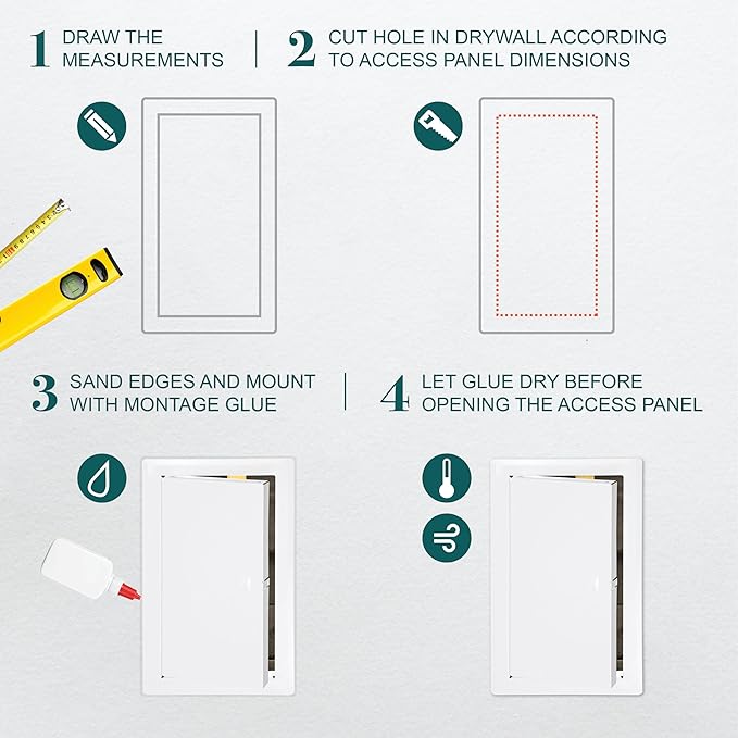 6" x 12" White Metal Access Panel. Service Shaft Door Panel. Plumbing, Electricity, Heating, Alarm Wall Access Panel for Drywall. Bathroom Services Access Hole Cover.