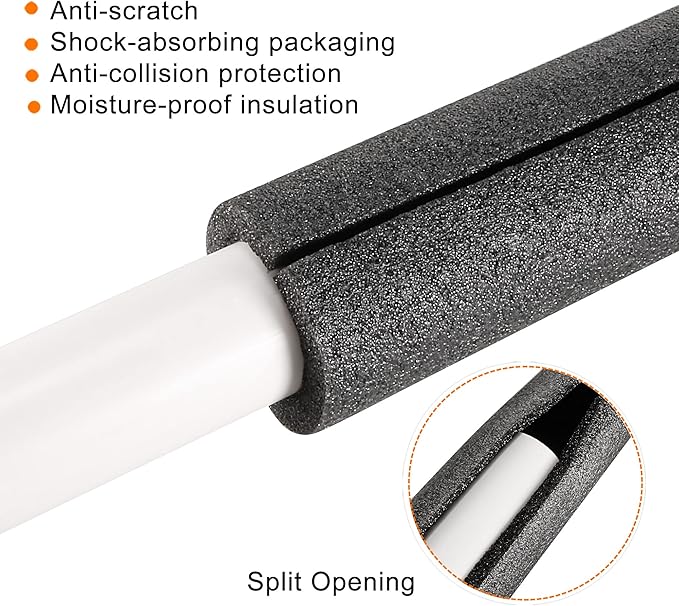 MECCANIXITY Foam Tube Sponge Protective Sleeve Heat Preservation Black Sleeve Polyethylene Pipe 13mm(0.5 Inch) ID for Pipe Insulation, Pack of 2