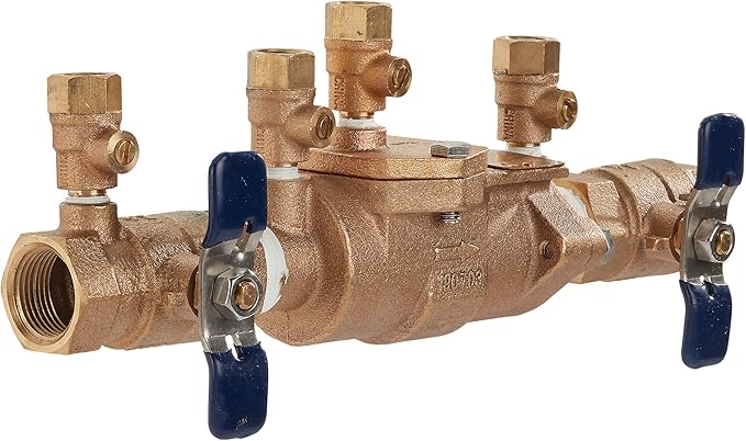 Febco LF850 Series 3/4" Lead-Free Bronze Double Check Valve Backflow Preventer Assembly, Quarter Turn Shutoff, Small Diameter, NPT Connections, Modular Compact Design, Replaceable Seat Discs