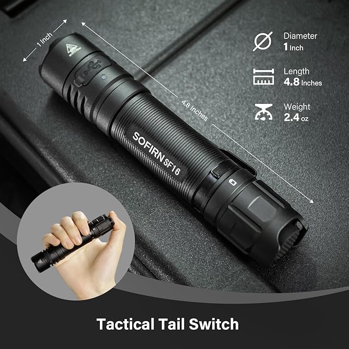 365nm UV Flashlight, Sofirn SF16 Rechargeable Powerful UV Flashlight with Tail Switch for Detecting Pet Dog Urine, Unveil Invisible Stains, High Definition Pure Ultraviolet（Battery Included）