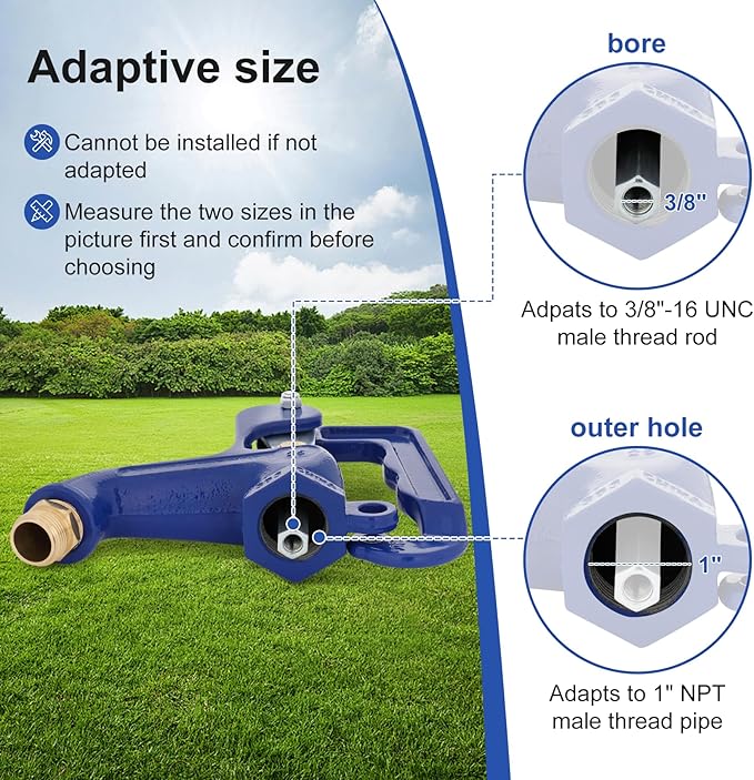 Yard Fire Hydrant Head, Adapts to 3/8"-16UNC Male Thread Rod,1" NPT Male Thread Pipe.for Yard, Garden, Pasture Irrigation and Drinkin (No Tubes and plungers)