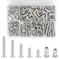 100 Set M6x15/20/30/40/50mm Mixed Sizes Furniture Bolts - Carbon Steel Assortment for Home Repairs Furniture Assembly and Leather Crafting
