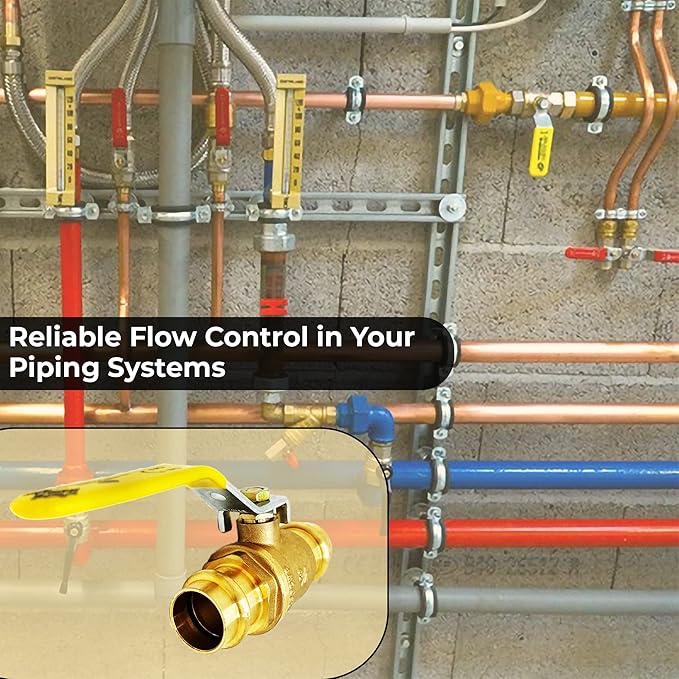 3/4" Propress Brass Ball Valve - Press Shut Off Ball Valve with EPDM O-ring Fit Both End For Pex Tubing - Premium Water Stop Shut Off Tool with 1/2” In. Connections - Pack of 10