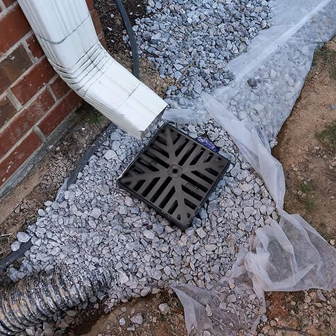 Catch Basin Downspout Extender, Gutter Downspout with Flexible Pipe, No Deep Dig Low Profile Catch Basin 10"×10" Protect House Foundation