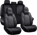 Car Seat Covers for Jaguar E-PACE 2018-2024,Breathable Nappa Leather Car Seat Protector,Full Seat Cover with Pillow Automotive Seat Cushion with Airbag Compatible(5 Seats,Black)